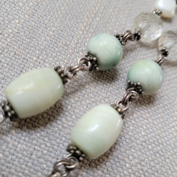 Rare STEPHEN DWECK 2002 Jade/Cat's Eye/Calcite/Pearls/Crystal Quartz/Sterling - Picture 8 of 15